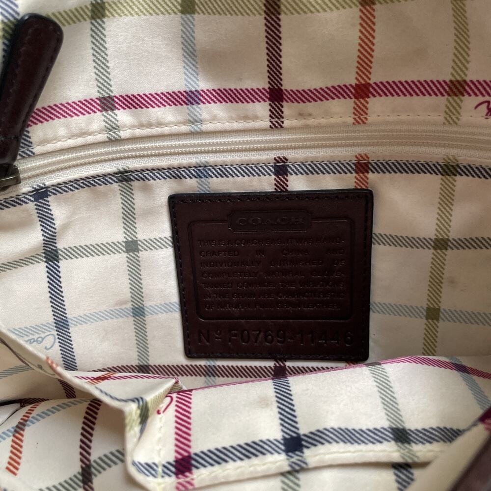Coach Brown Leather Handbag Tattersall Flap Good Condition Rare Early 2000s - Picture 7 of 14